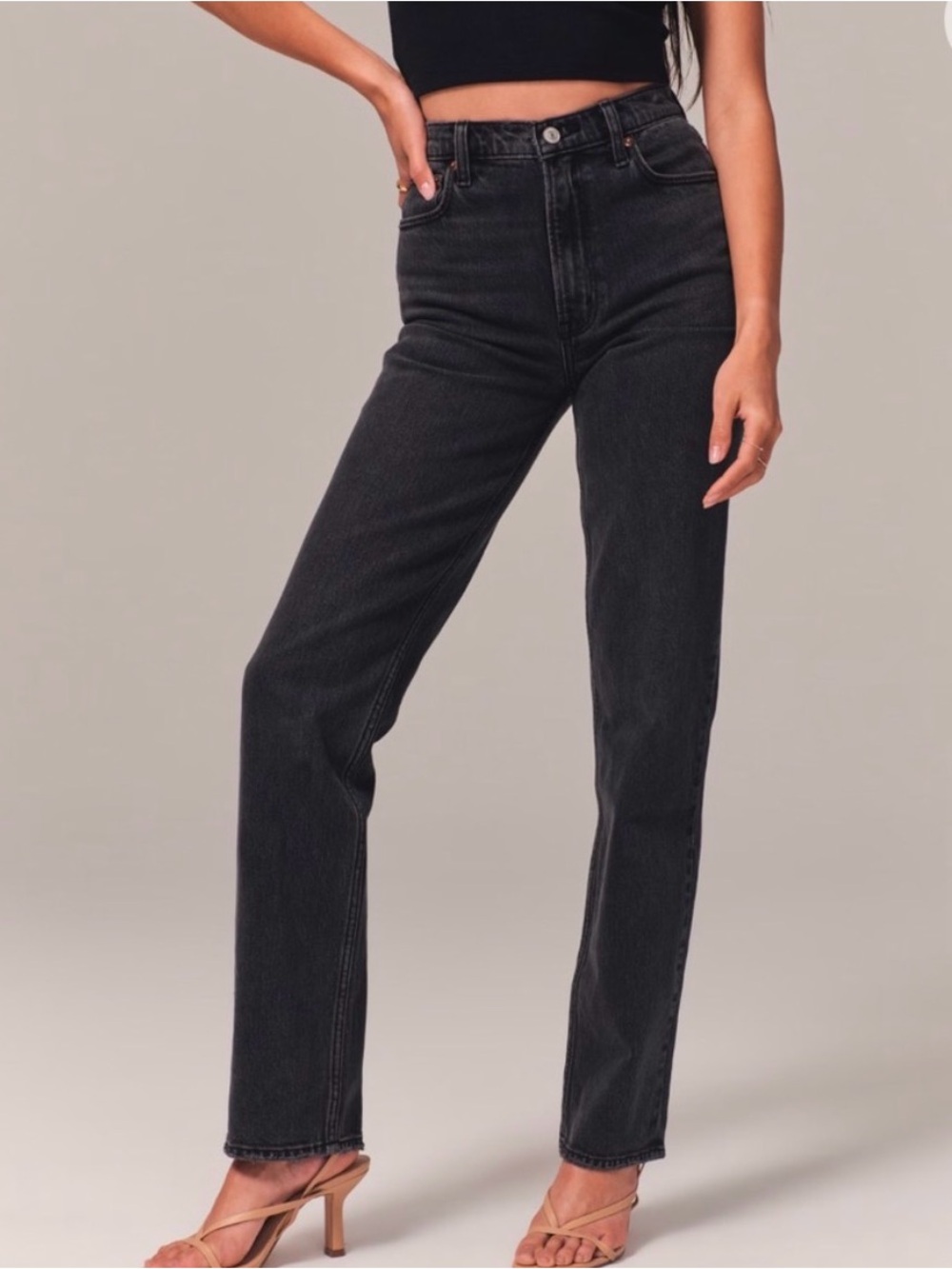 Abercrombie and Fitch The 90s Straight Ultra High Rise Jeans Black Size 31
